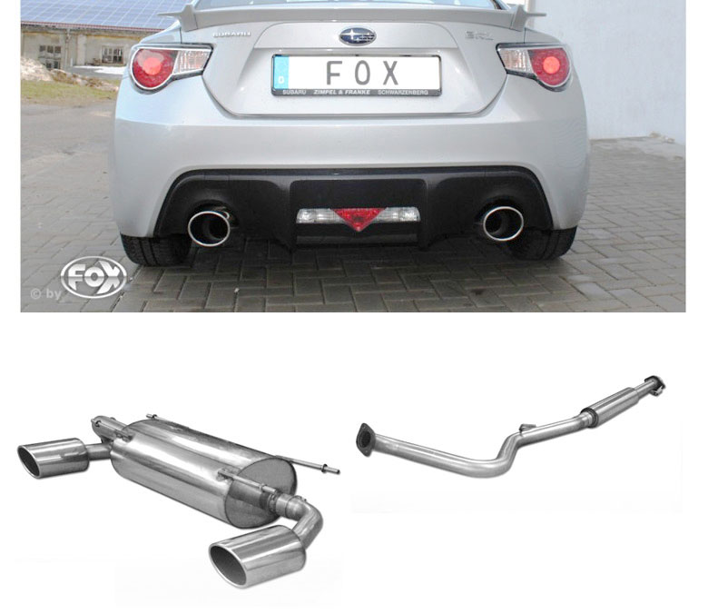FOX Sportauspuff / Duplex-Anlage ab Kat. für: SUBARU BRZ / 2.0T - 147 kW |  Endrohr-Typ: 2x 129x106 oval |  Hinweise: XS,32