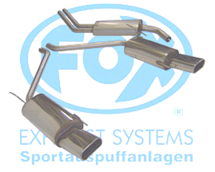 FOX Sportauspuff / Duplex-Anlage ab Kat. für: VW  Bus T4 /  2.0, 2.5, VR6, 1.9TD, 2.4D, 2.5TDI |  Endrohr-Typ:  2x 160x80 flachoval |  Hinweise: S,53
