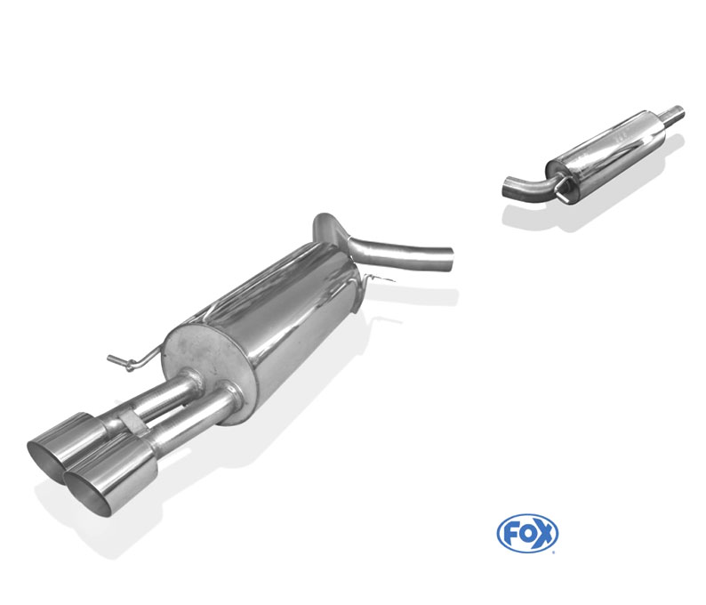 FOX Sportauspuff / Anlage 63.5mm ab Kat. für: VW Polo GTI - 6R,6C /  1.4TSI, 1.8TSI - 132,141 kW |  Endrohr-Typ:  2x 90 rund |  Hinweise: S,14
