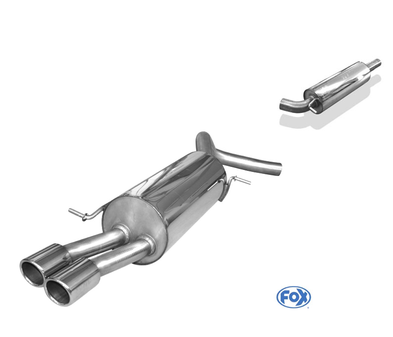 FOX Sportauspuff / Anlage 63.5mm ab Kat. für: VW Polo GTI - 6R,6C /  1.4TSI, 1.8TSI - 132,141 kW |  Endrohr-Typ:  2x 76 rund |  Hinweise: S,16