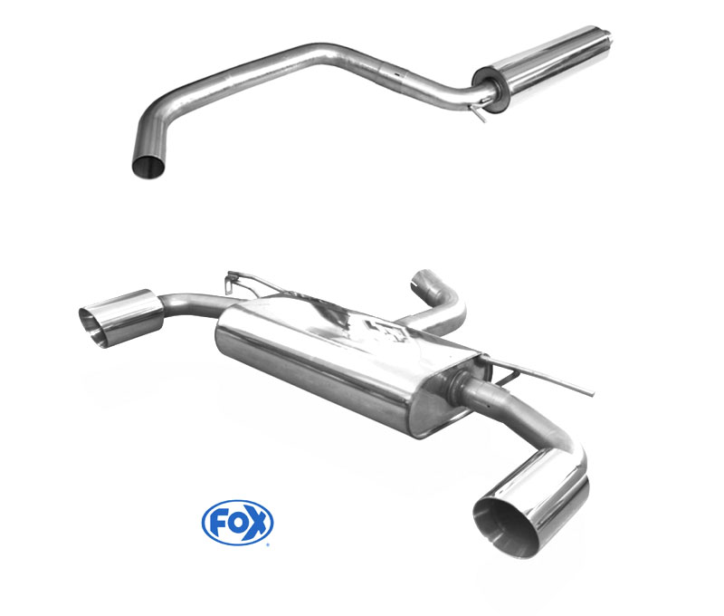 FOX Sportauspuff / Duplex-Anlage 70mm ab Kat. für: VW  Golf 7 GTI / 2.0TFSI - 180 kW | Endrohr-Typ: 2x 100 rund | Hinweise: XL,25