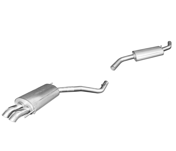 FOX Sportauspuff / Anlage ab Kat. für: VW  Bus T4 /  2.0, 2.5, VR6, 1.9TD, 2.4D, 2.5TDI |  Endrohr-Typ:  2x 63 abgebogen (Diesellook)  |  Hinweise: S,28