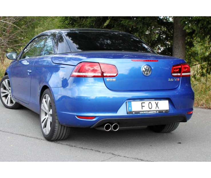 FOX Sportauspuff / Anlage 70mm ab Kat. für: VW Eos - 1F,Facelift / 1.4TSI, 2.0TFSI / 80,118,147,155 kW | mit Endrohr-Typ: 2x 80 rund |  Hinweise: XL,16