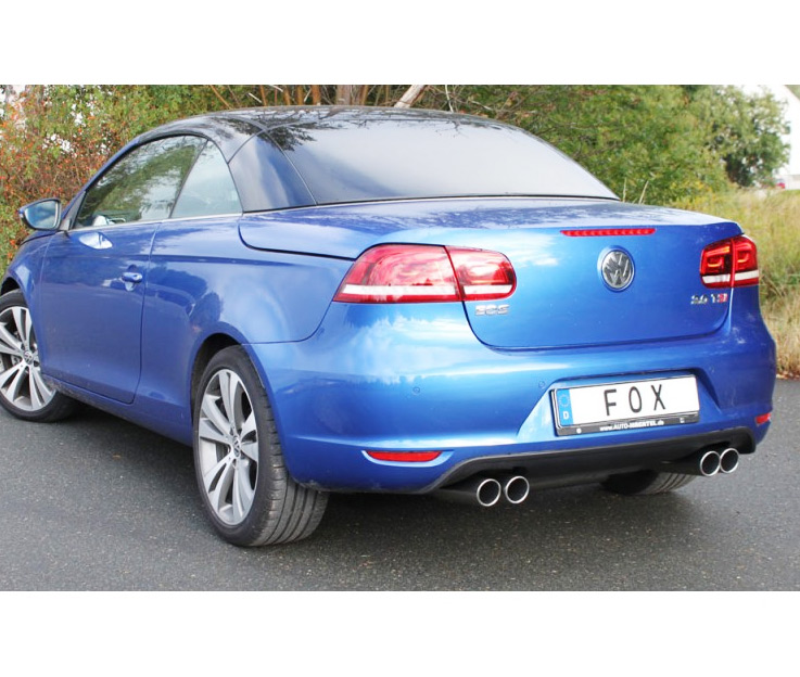 FOX Sportauspuff / Duplex-Anlage 70mm ab Kat. für: VW Eos - 1F-Facelift  /  2.0TFSI - 147,155 kW |  Endrohr-Typ: 2x 76 rund |  Hinweise: XL,16