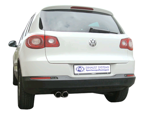 FOX Sportauspuff / Anlage 63,5mm ab Kat. für: VW Tiguan 4motion - 5N /  1.4TSI, 2.0TFSI - 110,125,147 kW |  Endrohr-Typ:  2x 80 rund,schräg |  Hinweise: XS,17