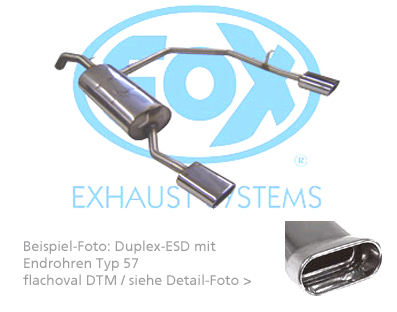 FOX Sportauspuff / Duplex-Anlage ab Kat. für: RENAULT  Clio B - Sport 2.0 16V - 124kW |  Endrohr-Typ:  2x 135x80 flachoval DTM |  Hinweise: S,57