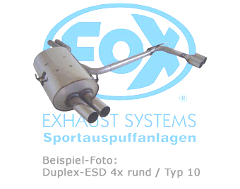 FOX Sportauspuff / Duplex-ESD für: BMW 320d - E46, Lim.,Touring / 100,110kW |  Endrohr-Typ: 4x 70 rund |  Hinweise: S,10