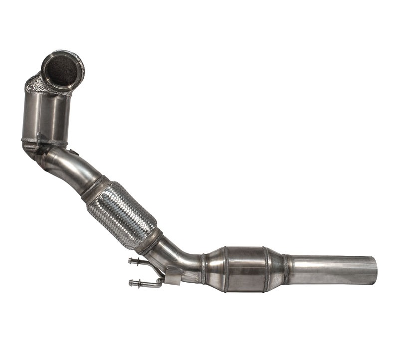 HJS Downpipe 76mm mit Sport-Kat. 200cpsi für: VW Polo GTI - AW / 2.0TFSI - 147 kW / Euro 6-Norm, nicht für Motoren mit OPF