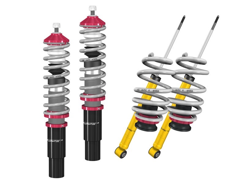 LOWTEC Gewindefahrwerk HiLow 3 Street für: BMW 3  E30 / 4+6-Zyl.  incl. Touring, Cabrio, excl. ABS / 83-94 | Tiefer mm VA/HA:  0-60/20-60 | Hinweise: G2,G15,G17