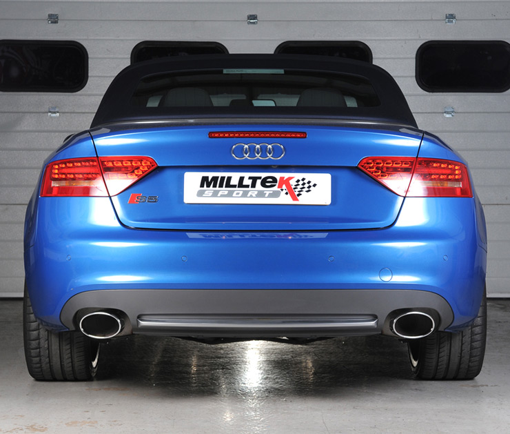 MILLTEK Sportauspuff / Duplex-Anlage 2x 60 mm ab Kat. für: AUDI S5 V6 3.0TFSI - Coupé,Cabrio S-Tronic / 2009-11  | Endrohre 2x 150x95 oval, satin black