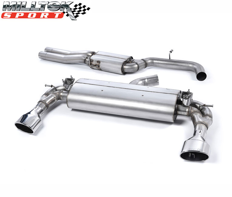 MILLTEK Sportauspuff / Duplex-Anlage 76mm ab Kat. für: AUDI TTRS - 8S / 2.5TSI - 294 kW | Endrohre 2x 170x107 oval - verchromt / mit Klappen, HollowTek Technology