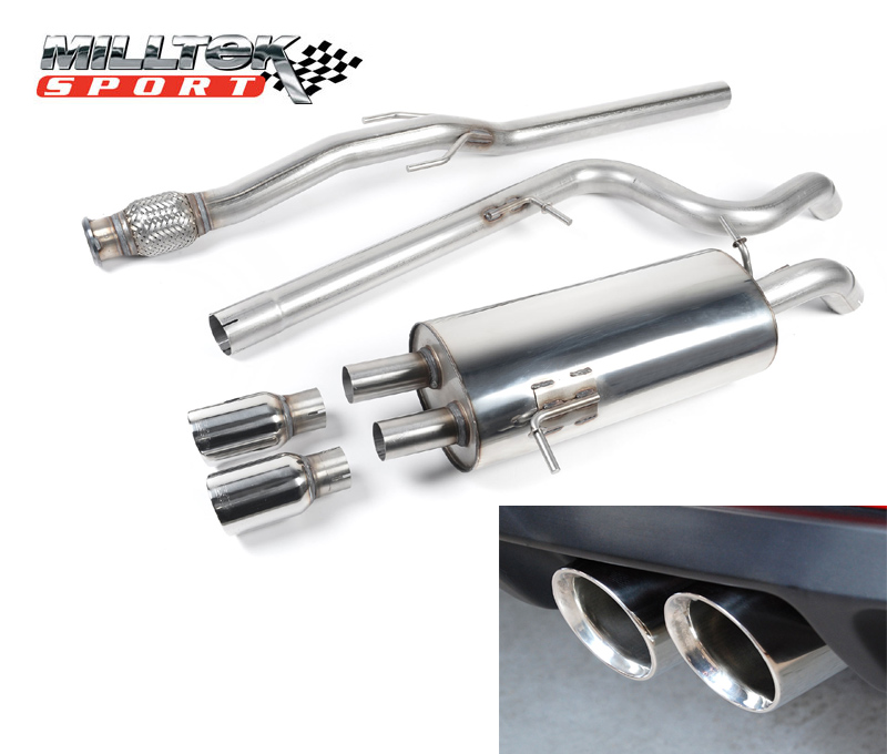 MILLTEK Sportauspuff / Anlage 63,5mm ab Kat. für: CITROËN DS3 155 THP/ 1.6T - 115 kW | Endrohre 2x 80 rund GT, poliert