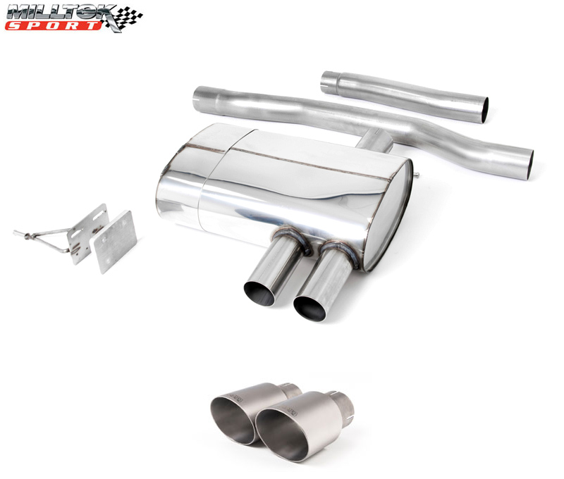 MILLTEK Sportauspuff / Anlage 70mm ab Kat./OPF für: MINI Cooper S - F55 / 2.0T - 141 kW, mit OPF | Endrohre 2x 90 GT - Titan
