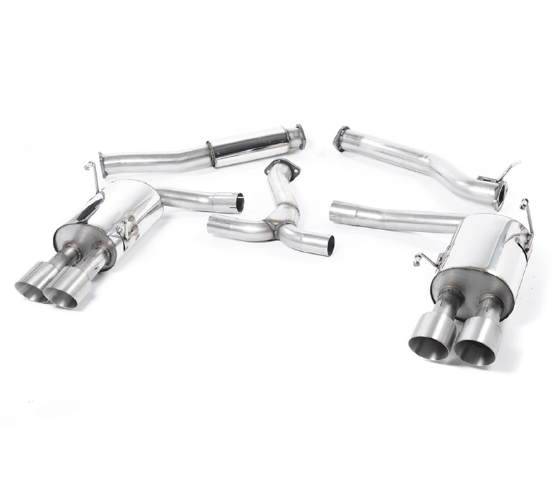 MILLTEK Sportauspuff / Duplex-Anlage 76mm ab Kat. für: SUBARU WRX STi / 2.5T - 221 kW | Endrohre GT Titan 4x 100 rund, schräg | mit CH-Gutachten