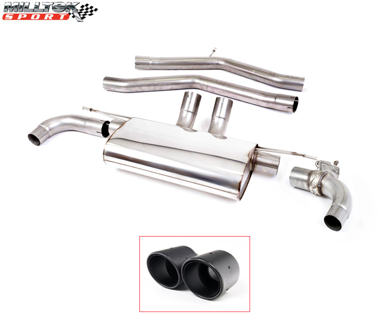 MILLTEK Sportauspuff / Duplex-Anlage 2x 70mm ab Kat./OPF für: TOYOTA GR Supra - JTSC / 3.0T - 250 kW, mit OPF | Endrohre 2x JET115 - Carbon / mit Klappe