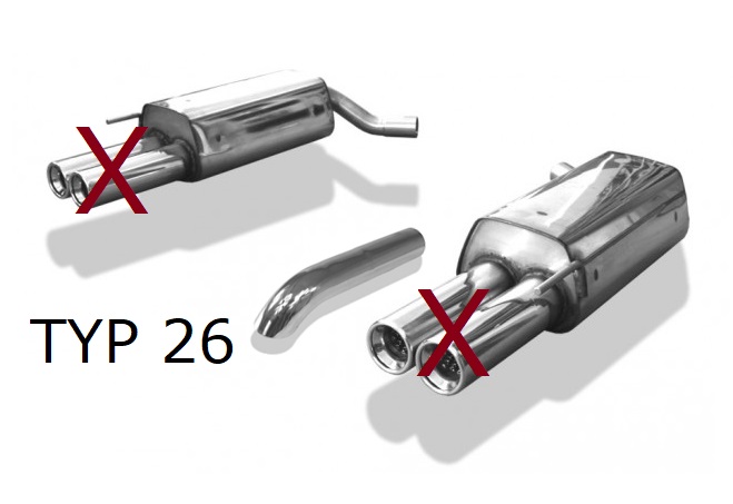 FOX Sportauspuff / Duplex-ESD für: MERCEDES S - W220 / 2.8, 3.2, 4.3, 5.0, 5.8 -270kW | Endrohr-Typ: 2x Ø 63mm (versteckt hinter der Stossstange)