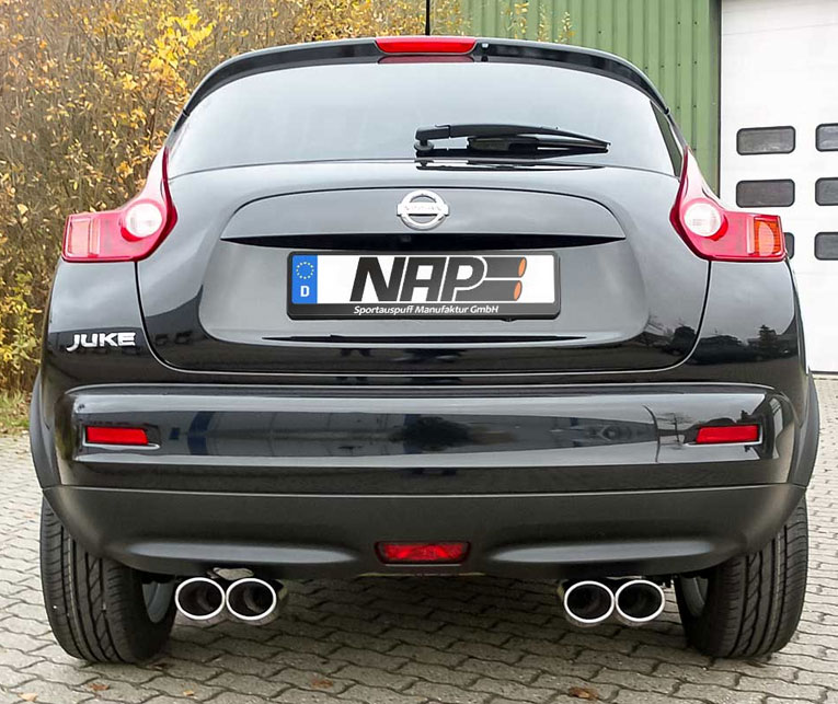 NAP Sportauspuff / Duplex-ESD für: NISSAN Juke - 2WD / 1.6-86kW, 1.6T-140kW, 1.5dCi-81kW | mit Endrohren 4x 78x97 oval,eingerollt,DTM / weitere Endrohr-Varianten möglich