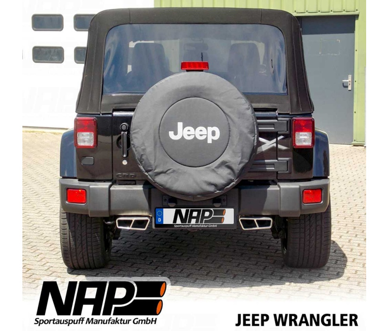 NAP Sportauspuff / Duplex-ESD für: JEEP Wrangler / 3.6, 3.8, 2.8CRD - 209,146,130,147 kW |  Endroh: 2x Doppel-Trapez / weitere Endrohr-Varianten möglich