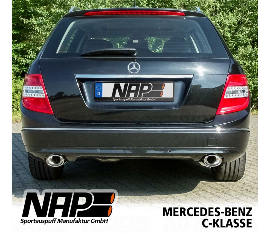 NAP Sportauspuff / Duplex-ESD für: MERCEDES - W204 / C180,C200,C230,C280,C350 / 115,135,150,170,200 kW |  mit Endrohren 2x 85x115 oval,schräg / 2 ESD mit Y-Adapter-Rohr / weitere Endrohre erhältlich