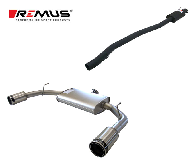 REMUS Sportauspuff / Duplex-Anlage ab Kat. für: ALFA ROMEO Giulietta / 2010-15 / 1.8TBI - 172,5 kW | Endrohre: Street Race  2x 98 mm / passt nur zu Heckschürzeneinsatz  (Art.Nr. 156090485) und Zusatzhalter (Art.Nr. 51820445).