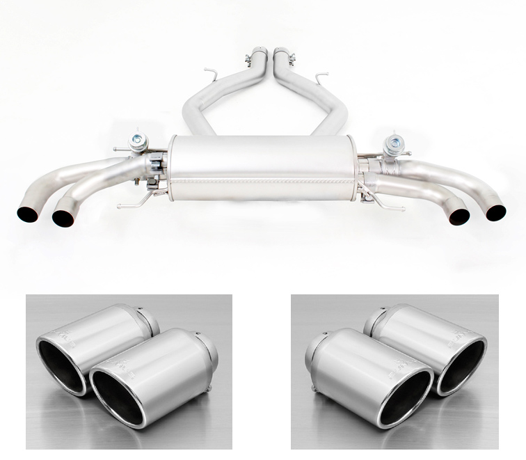 REMUS Sportauspuff / Duplex-ESD 2x 70mm für: ALFA ROMEO Giulia Quadrifoglio - 952 / 2.9 V6 QV - 375 kW | Endrohre 4x 102 rund - verchromt  |  mit 2 pneumatischen Klappen