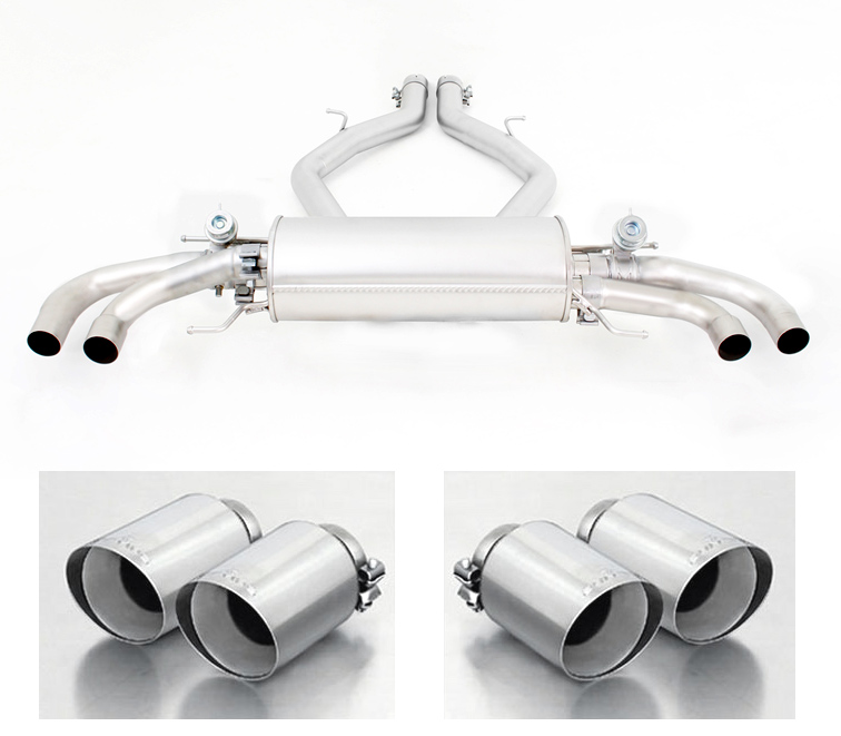 REMUS Sportauspuff / Duplex-ESD 2x 70mm für: ALFA ROMEO Giulia Quadrifoglio - 952 / 2.9 V6 QV - 375 kW | Endrohre 4x 102 rund - verchromt  |  mit 2 pneumatischen Klappen