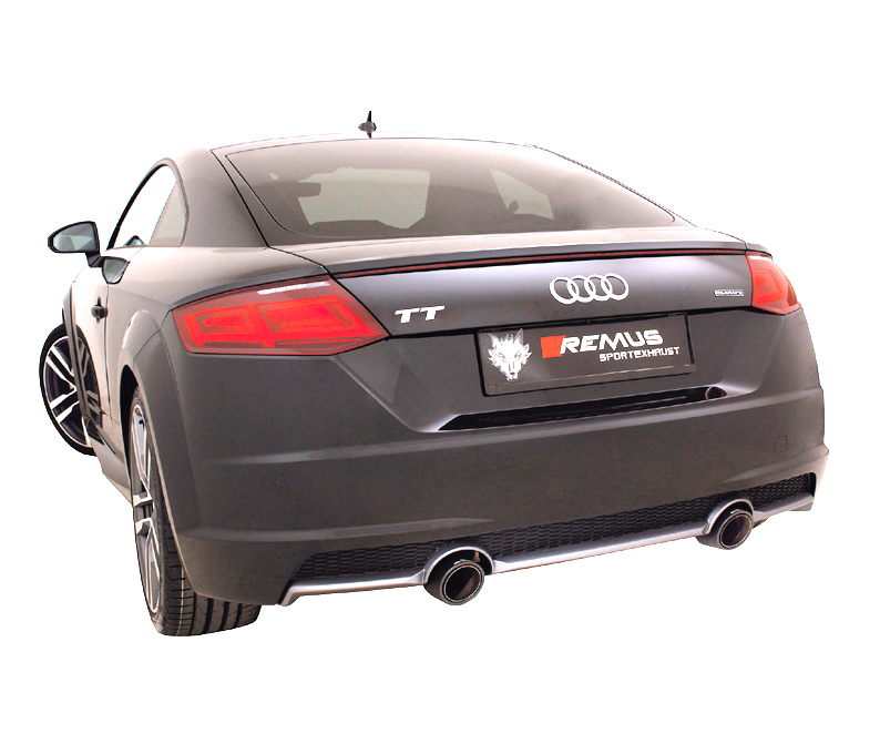 REMUS Sportauspuff / Duplex-ESD für: AUDI TT - 8S /  2.0TFSI - 169 kW | Endrohre Carbon 2x 102 rund, schräg / mit 1 Klappe