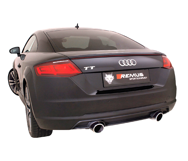 REMUS Sportauspuff / Duplex-ESD für: AUDI TT - 8S /  2.0TFSI - 169 kW | Endrohre 2x 102 rund, schräg, verchromt / mit 1 Klappe