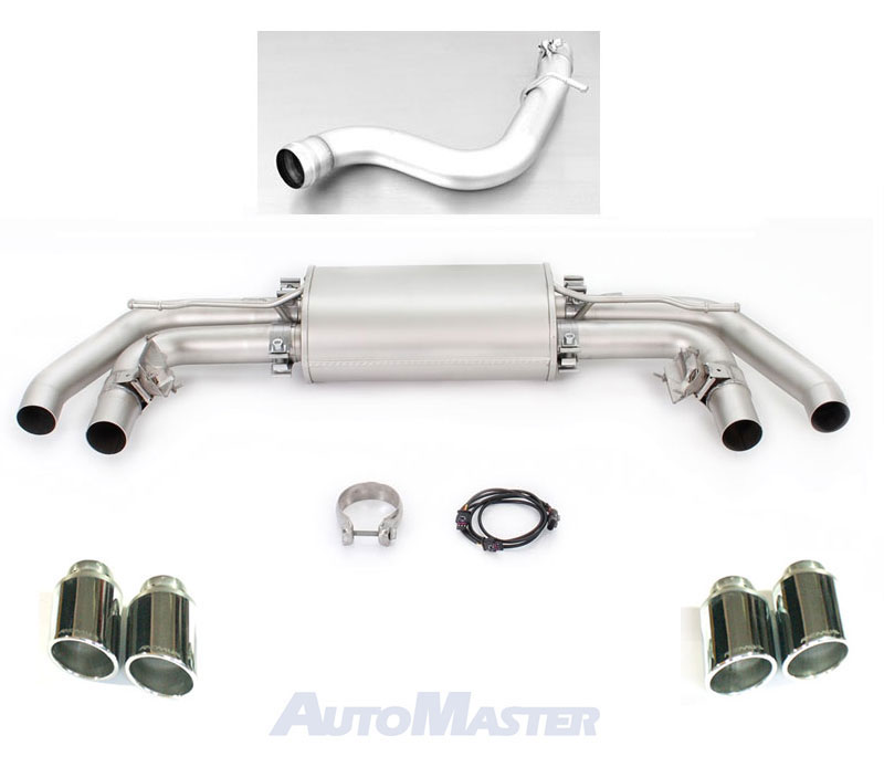 REMUS Sportauspuff / Duplex-ESD 70mm für: AUDI TTS Quattro - 8S / 2.0TFSI - 228 kW | Endrohre 4x 102 rund, schräg - verchromt  |  mit 2 integrierten Klappen