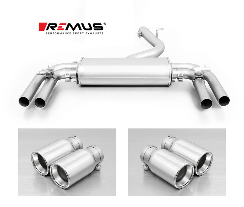 REMUS Sportauspuff / Duplex-ESD 76mm ab für: AUDI S3, S3 Sportback - 8V / 2.0TFSI - 228 kW | Endrohre 4x 90 rund, verchromt / ESD mit Klappen