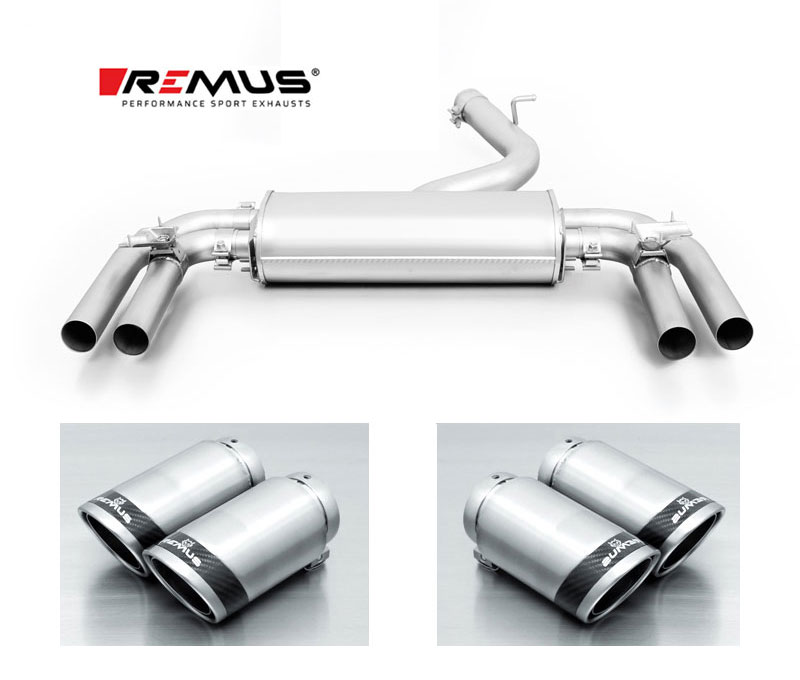 REMUS Sportauspuff / Duplex-ESD für: AUDI S3 Lim. - 8V / 2.0TFSI - 228 kW | Endrohre: Carbon Race, 4x 84 rund, schräg / ESD mit Klappen
