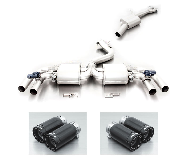 REMUS Sportauspuff / Duplex-Anlage 76mm ab Kat. für: AUDI RS3 - 8V, Lim., Sportback / 2.5TFSI - 294 kW | Endrohre: Street Race Black 4x 84 mm  / ESD mit 2 Klappen