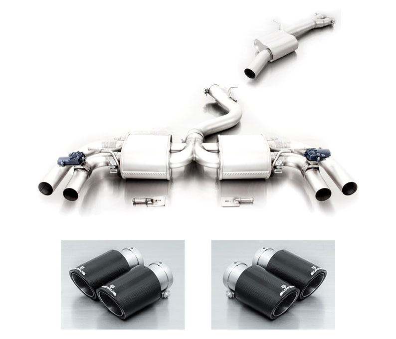 REMUS Sportauspuff / Duplex-Anlage 76mm ab Kat. für: AUDI RS3 - 8V, Lim., Sportback / 2.5TFSI - 294 kW | Endrohre: Carbon-Titan 4x 84 mm  / ESD mit 2 Klappen