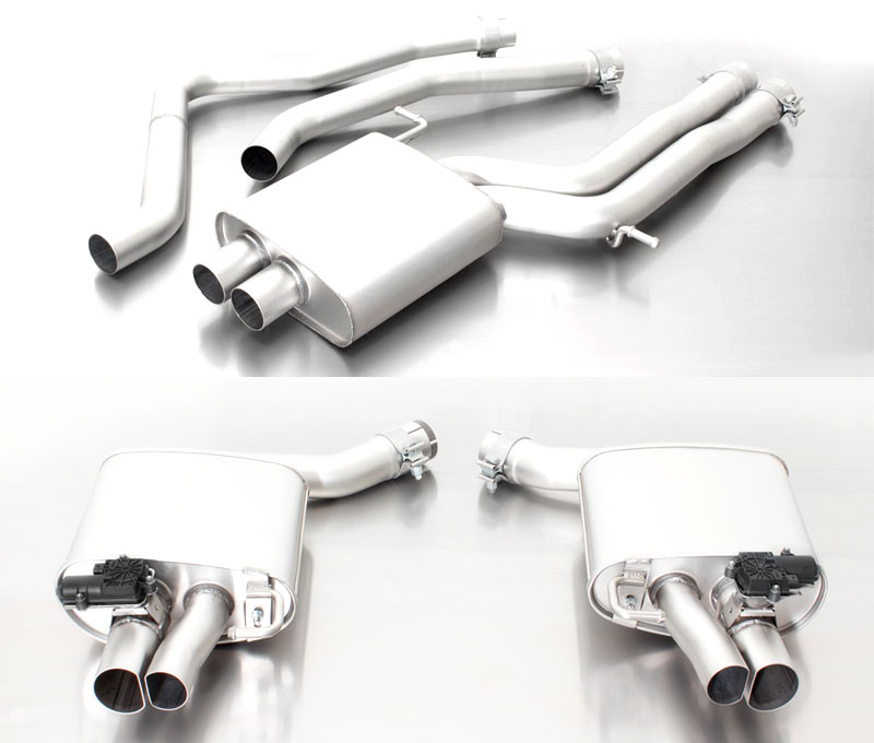 REMUS Sportauspuff / Duplex-Anlage 2x 65mm ab VSD für: AUDI RS6 Avant - 4G / 4.0 - 412 kW | Endrohre: Optik bleibt original  |  mit MSD und 2 ESD / inkl. 2 elektr. Aktuatoren für die Klappen
