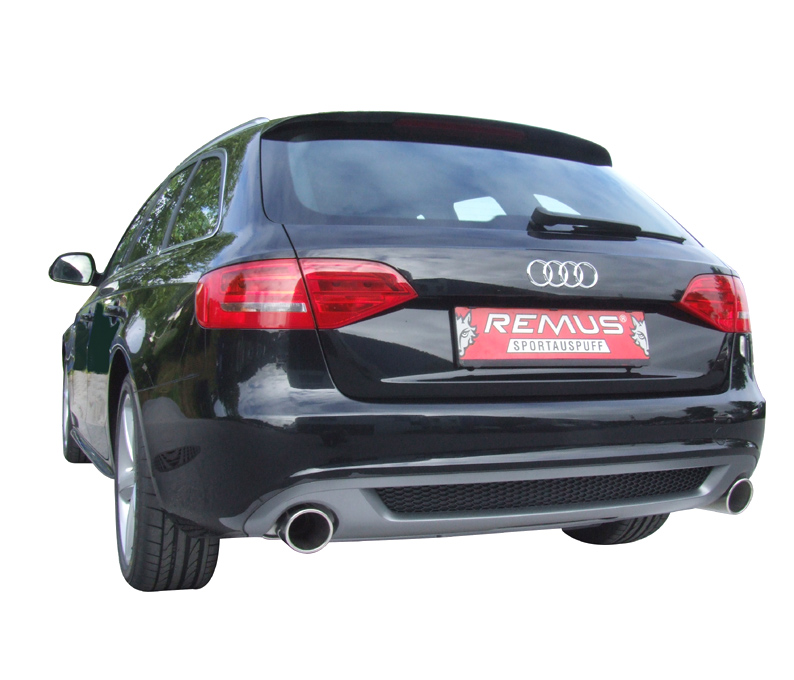REMUS Sportauspuff / Duplex-ESD für: AUDI A4 - B8, incl. Avant /  1.8TFSI,2.0TDI - 88,118,105 kW | Endrohre 2x 102 rund, seitlich schräg, verchromt / geliefert inkl. Y-Rohr 048308 0000