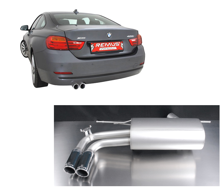 REMUS Sportauspuff / ESD für: BMW 320i, 320ix, 420i, 420ix - F30,F31,F32,F36 / 2.0T - 135 kW | mit Endrohr 2x 76 rund / ohne Klappe