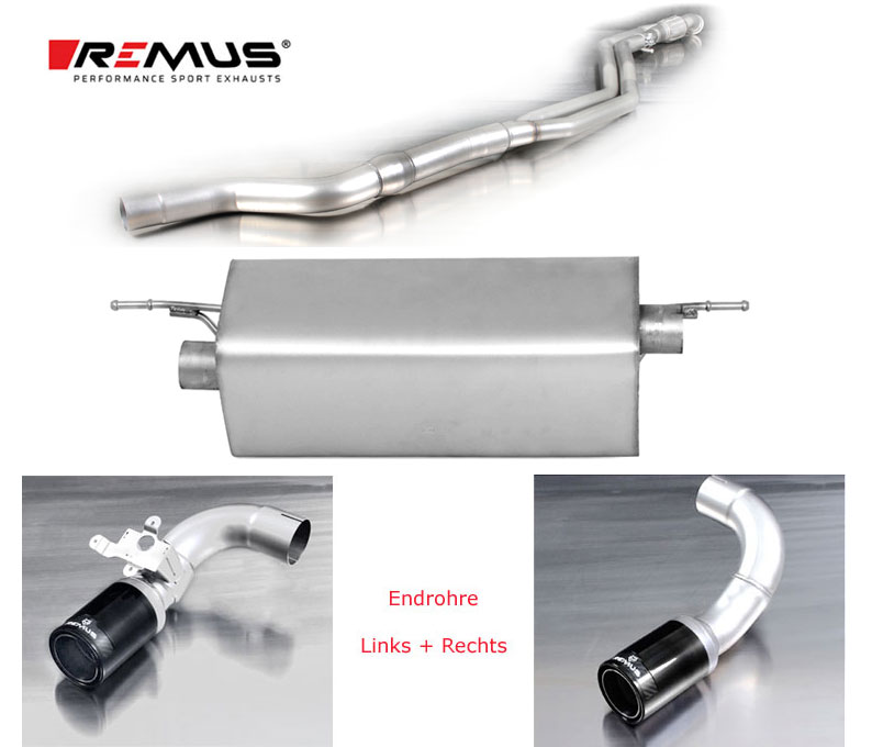 REMUS Sportauspuff / Duplex-Anlage 84mm ab Kat. für: BMW M135i/ix - F20,F21 / 3.0T - 235,240 kW | mit Endrohren Street Race Black Chrom 2x 84 rund / linkes ER mit Klappe