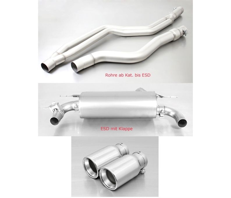 REMUS Sportauspuff / Duplex-Anlage 84mm ab Kat. für: BMW 340i, 340i xDrive - F30,F31 / 3.0T - 240,265 kW | Endrohre: 2x 90 rund, verchromt  / ESD mit Klappen