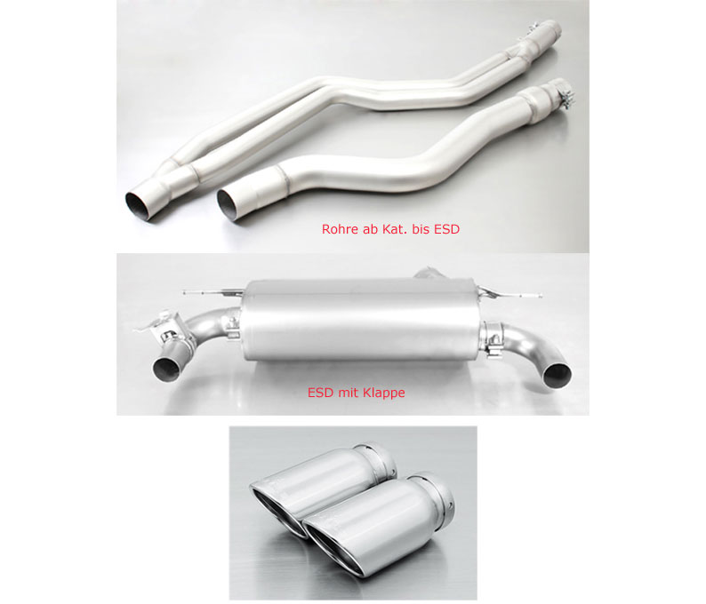 REMUS Sportauspuff / Duplex-Anlage 84mm ab Kat. für: BMW 340i, 340i xDrive - F30,F31 / 3.0T - 240,265 kW | Endrohre: 2x 84 rund, verchromt  / ESD mit Klappen
