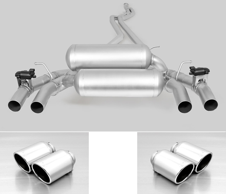 REMUS Sportauspuff / Duplex-Anlage 2x 65mm ab Kat. für: BMW M2 - F87 / 3.0T - 272 kW | Endrohre 4x 102 rund - schräg  |  mit 2 integrierten Klappen und 1 zusätzlichem elektr. Aktuator