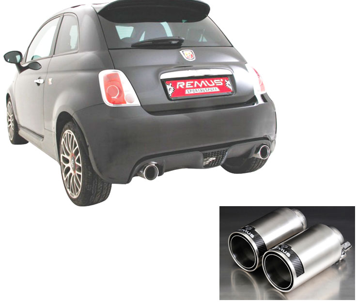 REMUS Sportauspuff / Duplex-ESD für: FIAT 500 Abarth + Esseesse / 1.4T - 99,118 kW | mit Endrohren Street Race 2x 98 rund
