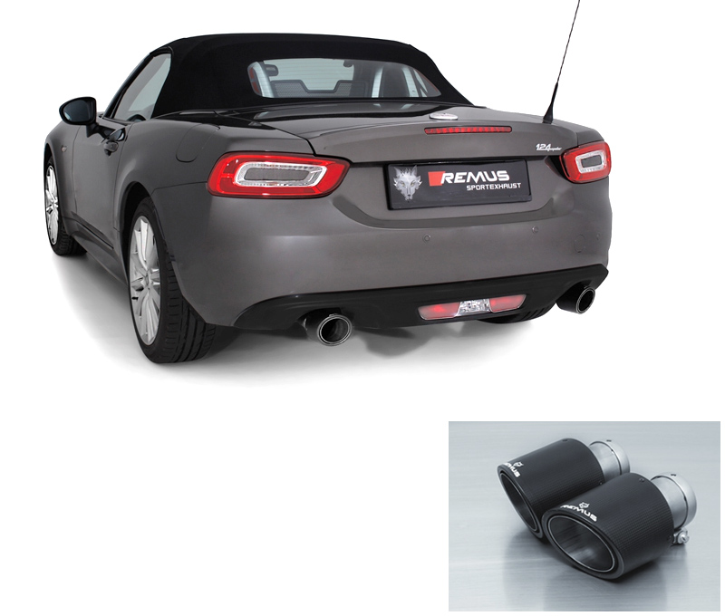 REMUS Sportauspuff / Duplex-ESD für: FIAT 124 Spider / 1.4T - 103 kW | mit Endrohren Carbon/Titan 2x 102 rund,schräg,schräg