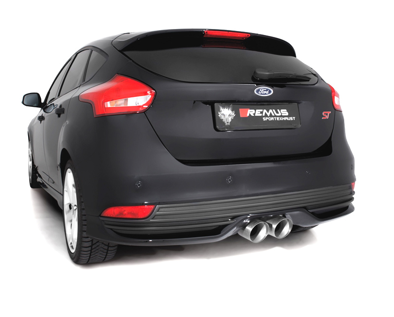 REMUS Sportauspuff / Anlage 70mm ab Kat. für: FORD Focus ST - DYB / 2.0T - 184 kW | Endrohre 2x 115mm, schräg, verchromt