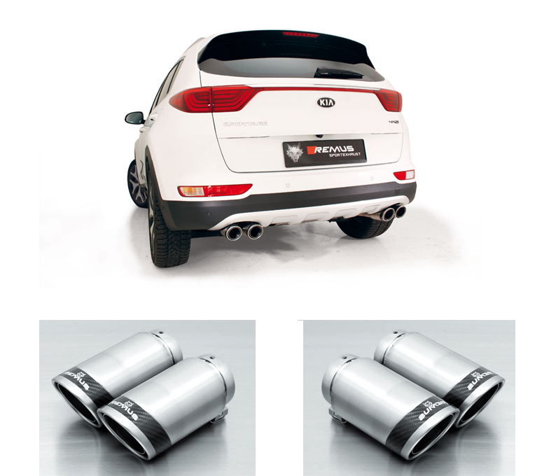 REMUS Sportauspuff / Duplex-ESD für: KIA Sportage - QLE, GT-Line / 1.6T-GDI, 2.0CRDI - 130,100,136 kW | Endrohre 4x 84 rund - Carbon Race