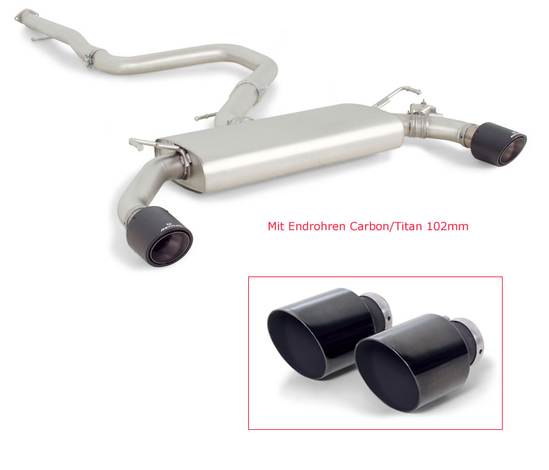 REMUS Sportauspuff / Duplex-Anlage 76mm ab Kat. für: HYUNDAI i30 N Performance - PDE / 2.0T - 202 kW | Endrohre 2x 115 rund, schräg - Schwarz Chrom / ESD mit Klappe