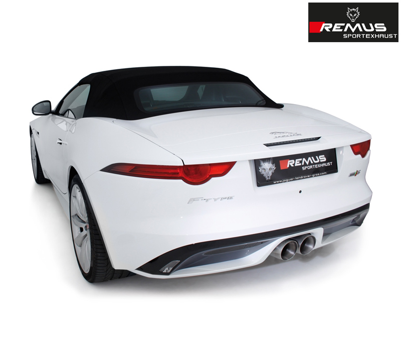 REMUS Sportauspuff / Duplex-Anlage 2x 60mm ab Kat. für: JAGUAR F-Type S - QQ6, inkl. 4WD / 3.0 Komp - 280 kW | Endrohre 2x 115 rund, schräg, verchromt / VSD + 2 ESD mit Klappen