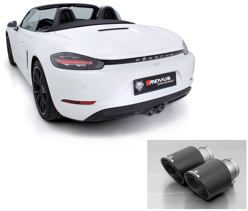 REMUS Sportauspuff / ESD für: PORSCHE 718 Boxster, Boxster S - 982 /  2.0T,2.5T - 220,257 kW | mit Endrohren 2x 102 rund, Titan/Carbon / Nicht für Fahrzeuge mit Porsche Sportauspuff (PSE)