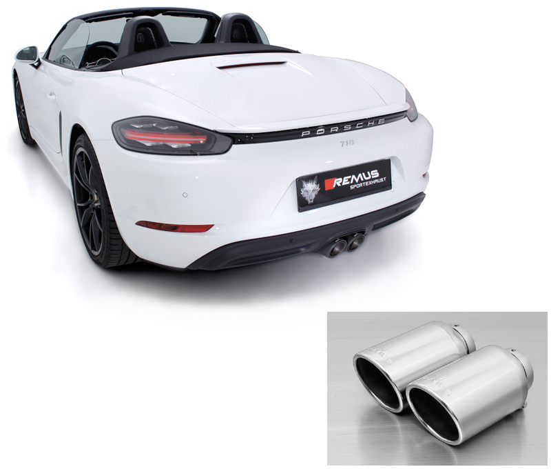 REMUS Sportauspuff / ESD für: PORSCHE 718 Boxster, Boxster S - 982 /  2.0T,2.5T - 220,257 kW | mit Endrohren 2x 102 rund, schräg, verchromt / Nicht für Fahrzeuge mit Porsche Sportauspuff (PSE)