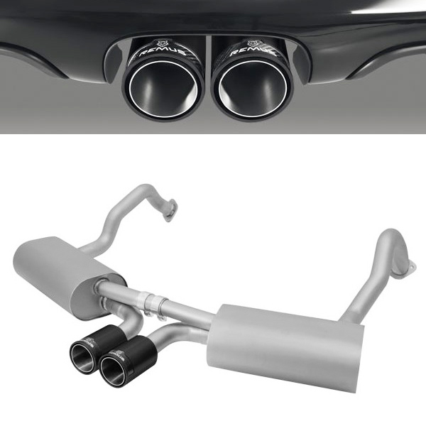 REMUS Sportauspuff / ESD für: PORSCHE Boxster, Boxster S - 981 /  2.7-195kW, 3.2-232kW | mit Endrohren 2x 98 rund 'Street Race Black Chrom'
