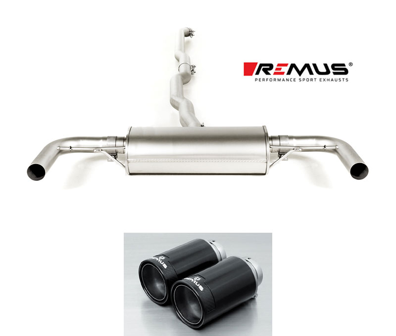 REMUS Sportauspuff / Duplex-Anlage 70mm ab Kat./OPF für: MINI Clubman Cooper S - F54 / 2.0T - 141 kW, mit OPF | Endrohre 2x 98 rund, Street Race Black